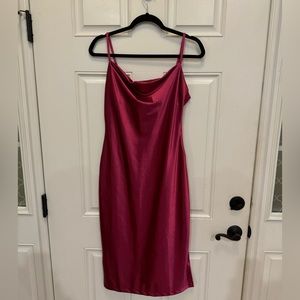 Fuchsia satin dress never worn size medium